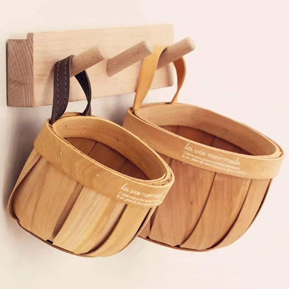 Wooden Nest Trio: Semi-Circular Storage Baskets