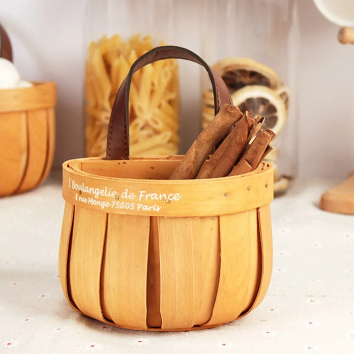 Wooden Nest Trio: Semi-Circular Storage Baskets