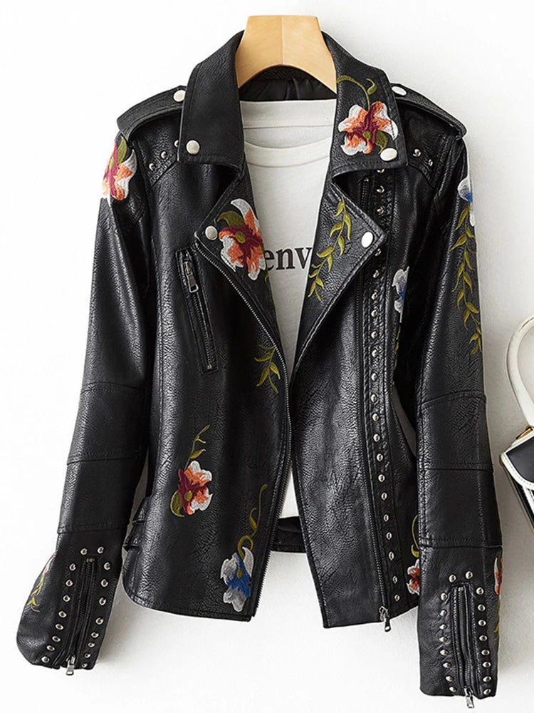 Blossom Bliss Floral Leather Jacket