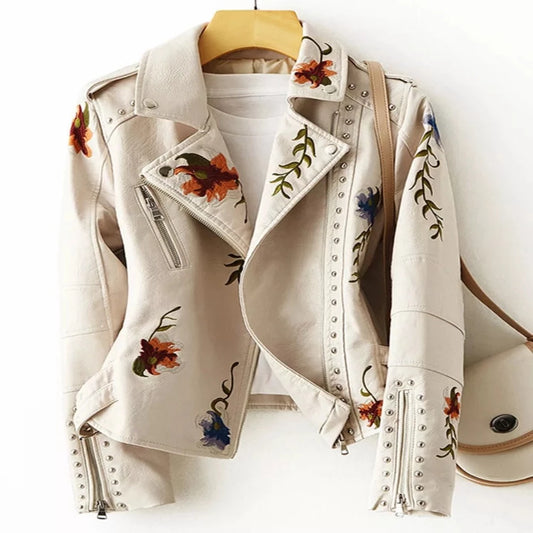 Blossom Bliss Floral Leather Jacket
