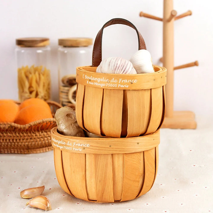 Wooden Nest Trio: Semi-Circular Storage Baskets